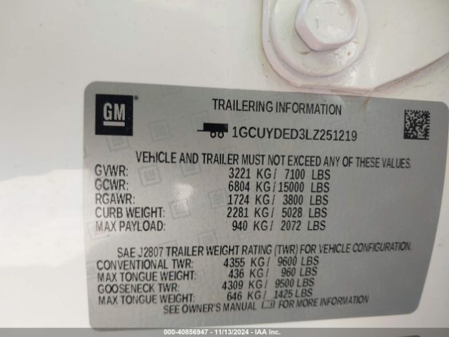 1GCUYDED3LZ251219 Chevrolet Silverado 1500 4wd  Short Bed Lt