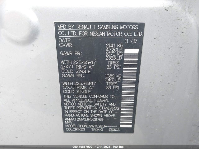 Nissan ROGUE SV 2018 KNMAT2MV3JP529769 Image 9