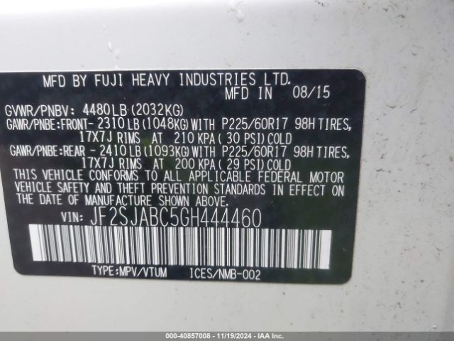 JF2SJABC5GH444460 Subaru Forester 2.5i