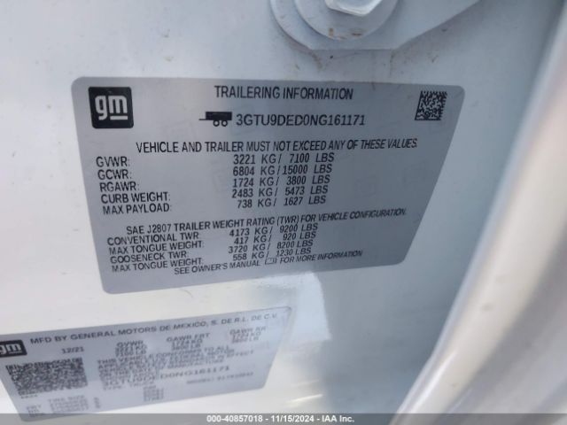 3GTU9DED0NG161171 GMC Sierra 1500 Limited 4wd  Short Box Slt
