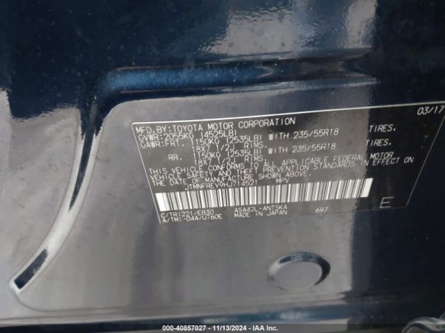 JTMNFREV9HJ714521 Toyota RAV4 SE