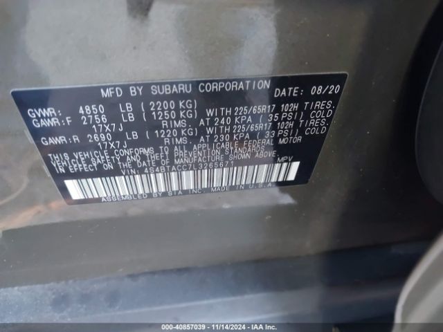 4S4BTACC7L3265671 Subaru Outback Premium