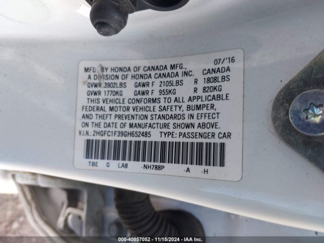 Honda Civic Ex-t 2016 2HGFC1F39GH652485 Image 9