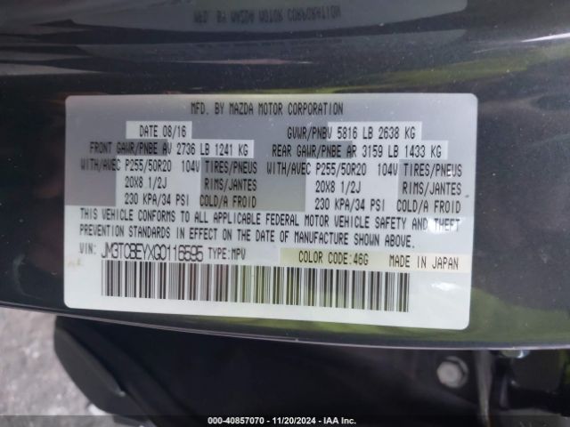 JM3TCBEYXG0116595 Mazda Cx-9 Signature
