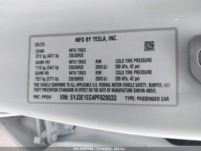 2023 TESLA MODEL 3 5YJ3E1EC4PF628033 Photo 8