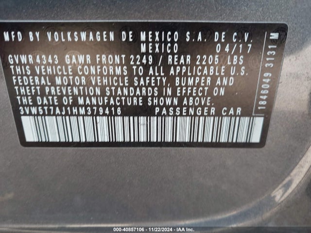 3VW5T7AJ1HM379416 Volkswagen JETTA GLI