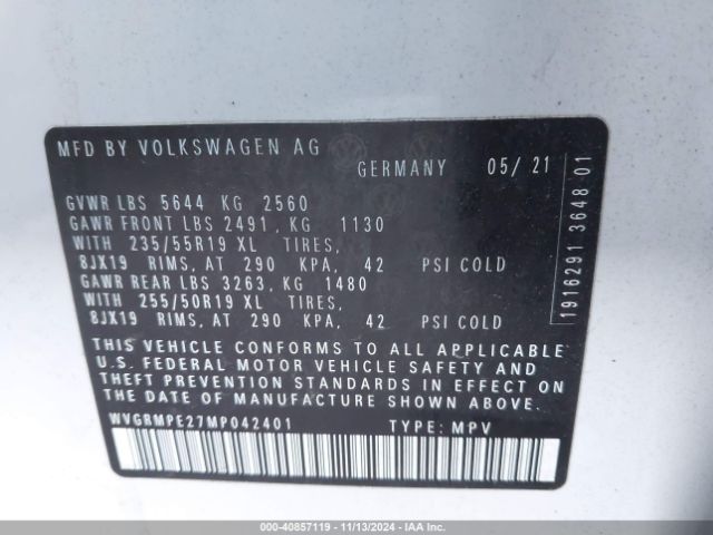 2021 VOLKSWAGEN ID.4 WVGRMPE27MP042401 Photo 8
