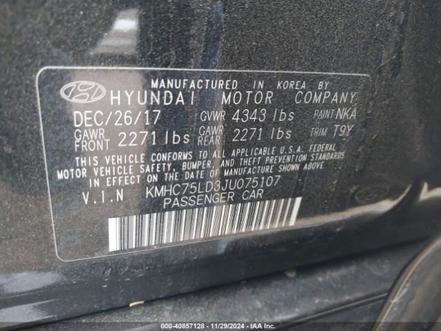 KMHC75LD3JU075107 Hyundai Ioniq Plug-in Hybrid Limited