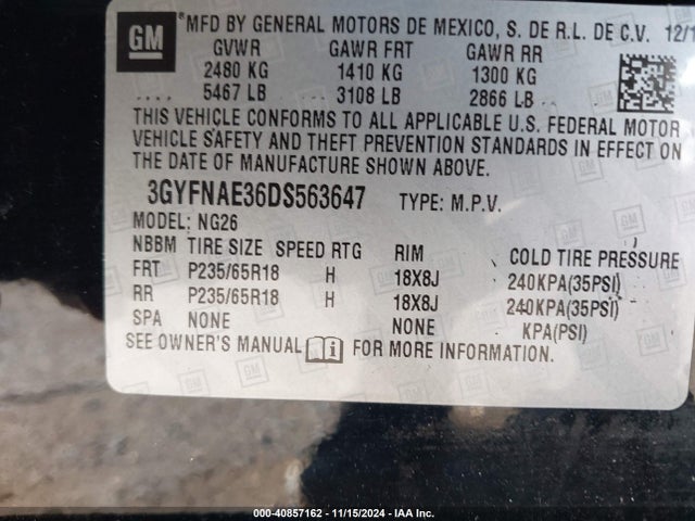 2013 CADILLAC SRX 3GYFNAE36DS563647 Photo 8