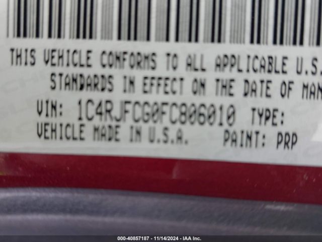 1C4RJFCG0FC806010 Jeep Grand Cherokee Overland