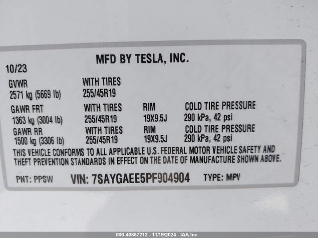 2023 TESLA MODEL Y 7SAYGAEE5PF904904 Photo 8