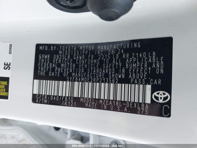 Toyota COROLLA LE 2024 5YFB4MDE2RP213562 Image 9