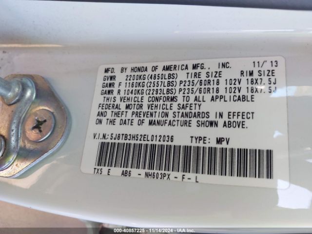5J8TB3H52EL012036 Acura RDX