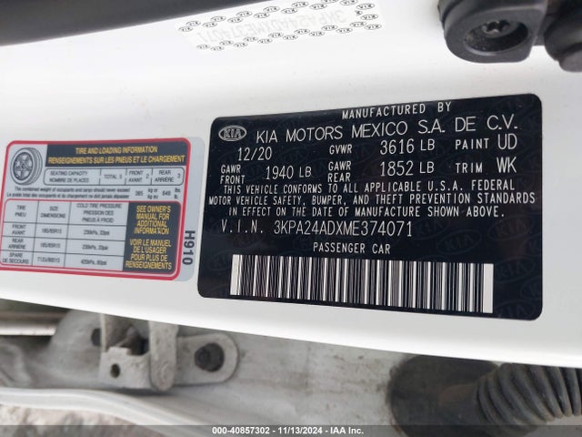 KIA RIO S 2021 3KPA24ADXME374071 Image 9
