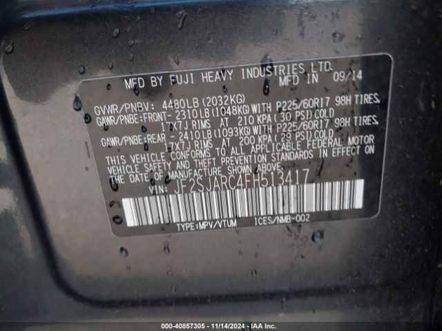 JF2SJARC4FH513417 Subaru Forester 2.5i Limited