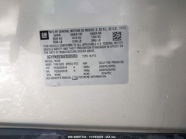 2014 CADILLAC SRX 3GYFNEE36ES585950 Photo 8