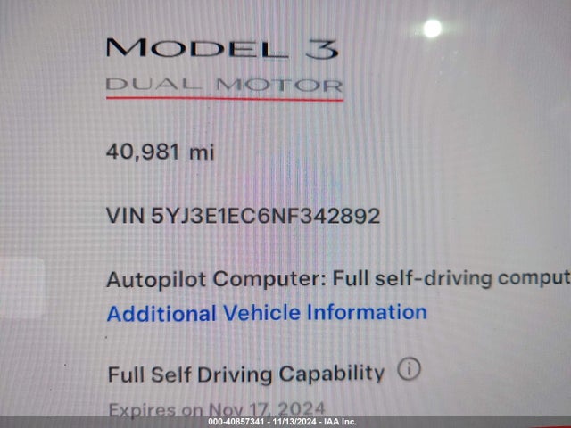 2022 TESLA MODEL 3 5YJ3E1EC6NF342892 Photo 6