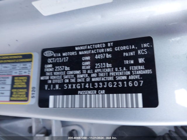 5XXGT4L33JG231607 KIA Optima Lx