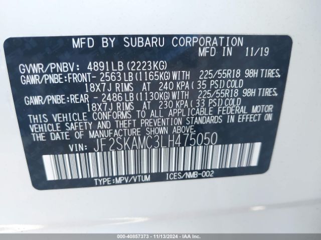 JF2SKAMC3LH475050 Subaru Forester Sport