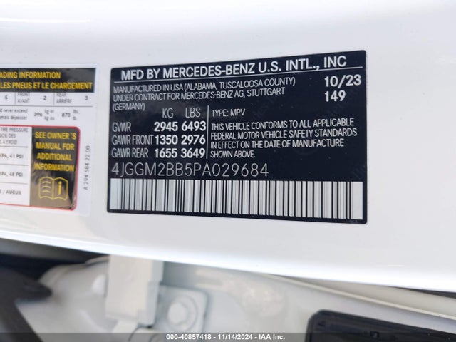 4JGGM2BB5PA029684 Mercedes-Benz Eqe 350+ Suv