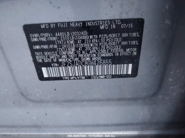 Subaru Forester 2.5i Premium 2016 JF2SJADC8GH426855 Image 9