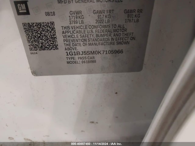 1G1BJ5SM0K7105966 Chevrolet Cruze Cvt (fleet Orders Only)