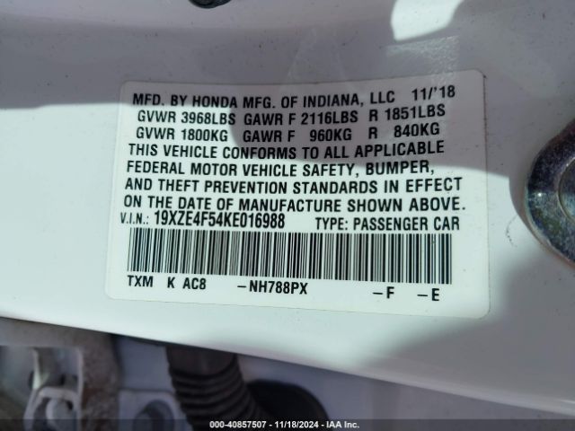 19XZE4F54KE016988 Honda INSIGHT EX