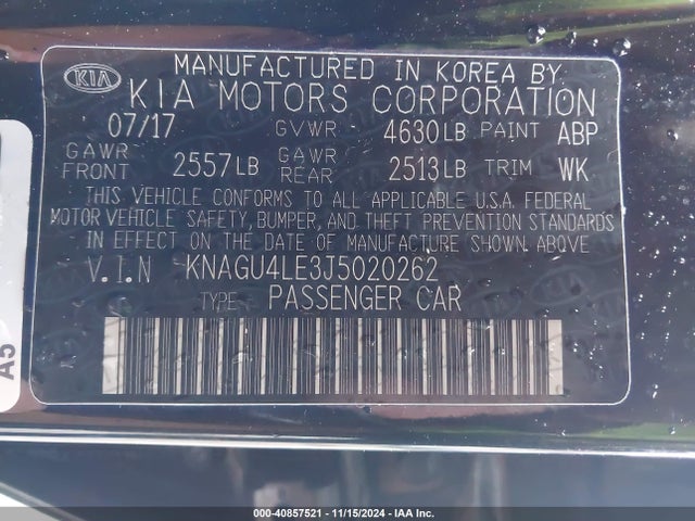 KNAGU4LE3J5020262 KIA Optima Hybrid Ex
