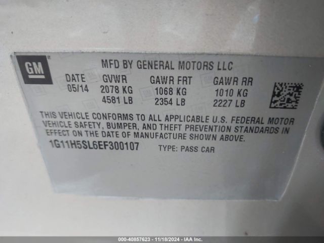 1G11H5SL6EF300107 Chevrolet Malibu 1lz