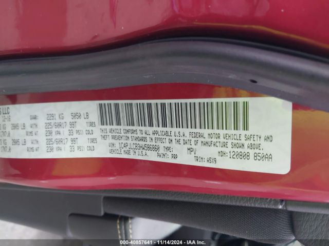 1C4PJLCB3HW586860 Jeep Cherokee Latitude Fwd