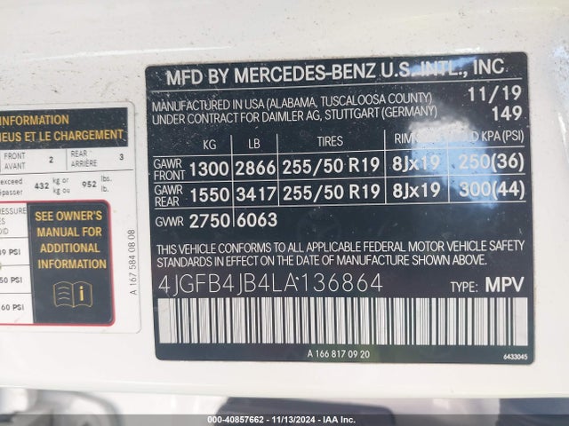 4JGFB4JB4LA136864 Mercedes-Benz GLE 350