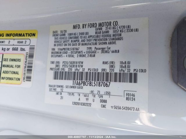 1FA6P8CF8L5187067 Ford MUSTANG GT