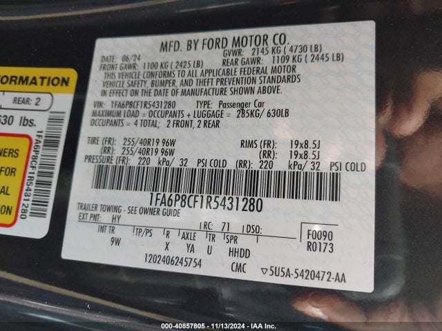 1FA6P8CF1R5431280 Ford Mustang Gt Premium