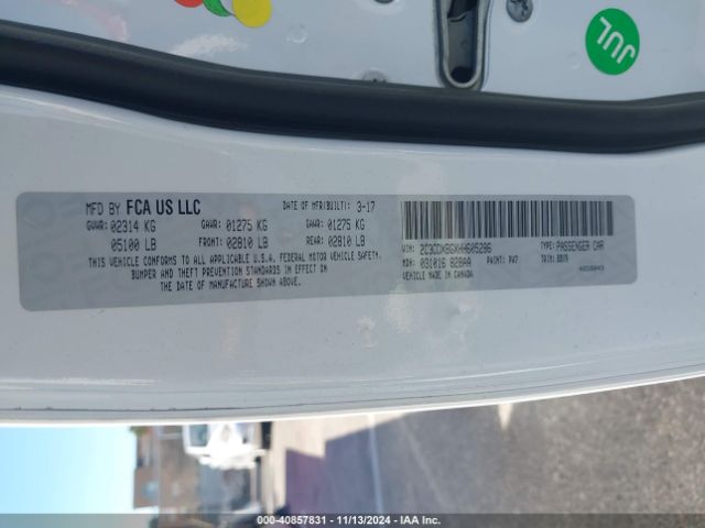 2C3CDXBGXHH605286 Dodge Charger Se Rwd