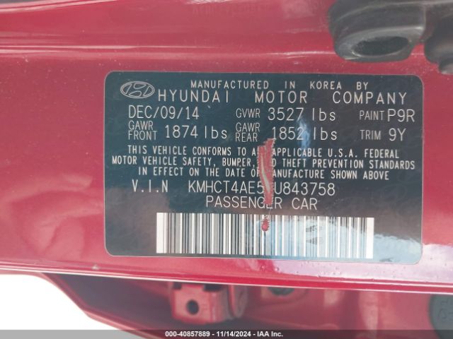 KMHCT4AE5FU843758 Hyundai ACCENT GLS
