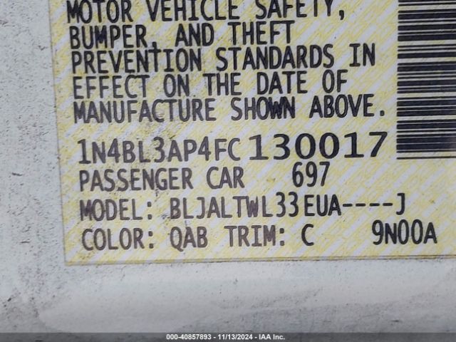 1N4BL3AP4FC130017 Nissan Altima 3.5 Sl
