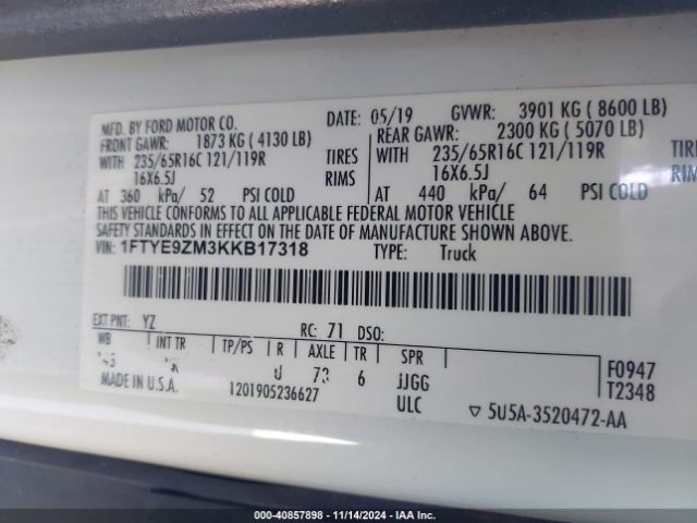 1FTYE9ZM3KKB17318 Ford Transit-150