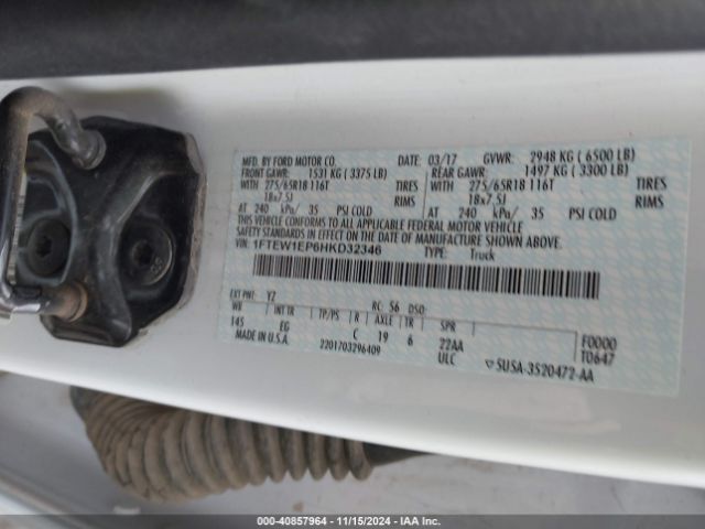 1FTEW1EP6HKD32346 Ford F-150 Lariat