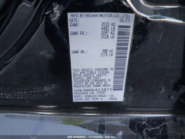 1N4BL4DW6PN413873 Nissan Altima Sv Intelligent Awd