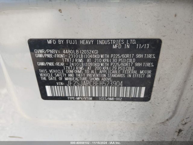 JF2SJAPC8EH523904 Subaru Forester 2.5i Touring