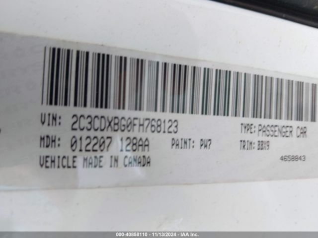 2C3CDXBG0FH768123 Dodge Charger Se