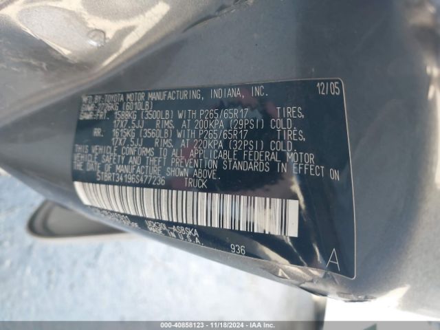 2006 TOYOTA TUNDRA 5TBRT34196S477236 Photo 8