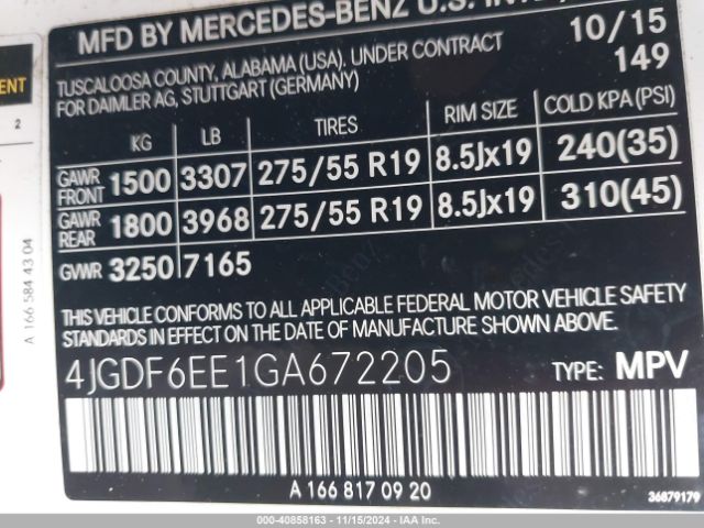 4JGDF6EE1GA672205 Mercedes-Benz Gl 450 4matic