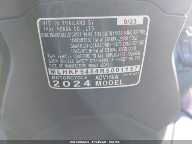 2024 HONDA ADV160 MLHKF5454R5001157 Photo 9