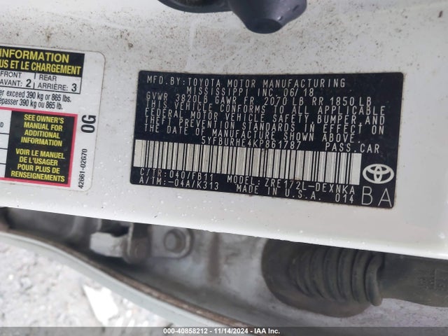 Toyota COROLLA LE 2019 5YFBURHE4KP861787 Image 9