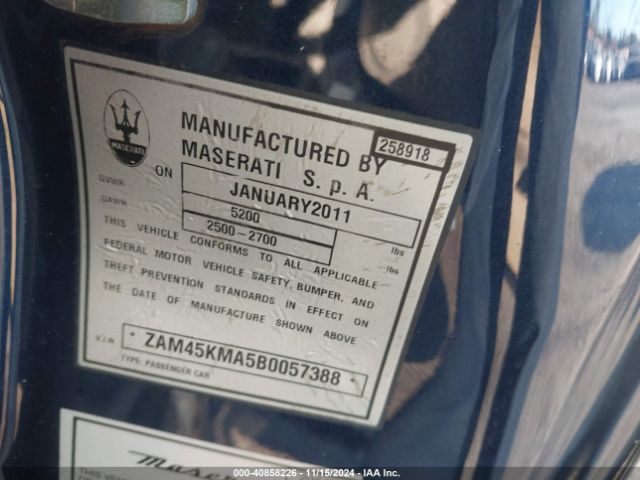 2011 MASERATI GRANTURISMO ZAM45KMA5B0057388 Photo 8