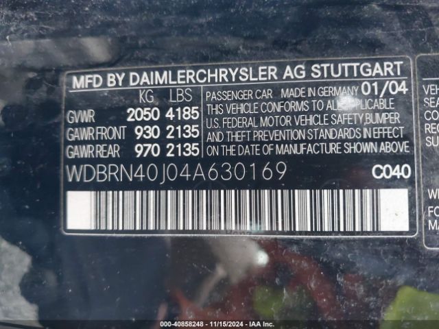 2004 MERCEDES-BENZ C-CLASS WDBRN40J04A630169 Photo 8