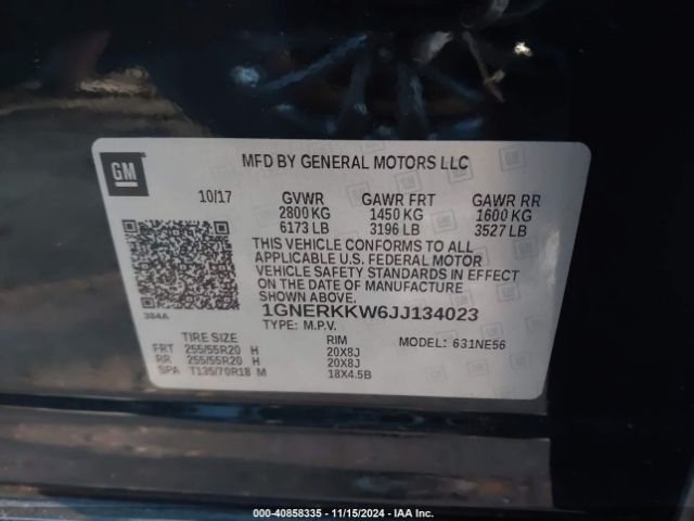 1GNERKKW6JJ134023 Chevrolet Traverse Premier