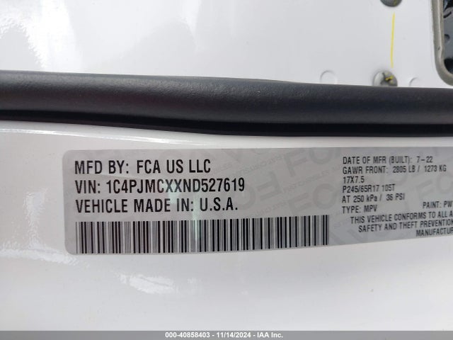 Jeep Cherokee X 4x4 2022 1C4PJMCXXND527619 Image 9