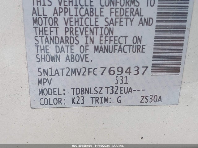 Nissan Rogue Sl 2015 5N1AT2MV2FC769437 Image 9